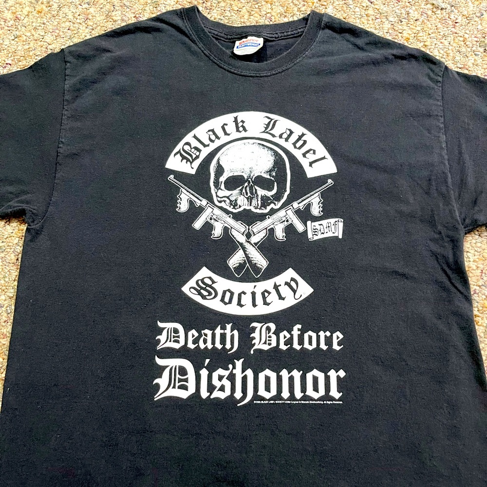 🎸 '05 Black Label Society Band Death Before Dishonor Skull NEAR VINTAGE T Shirt